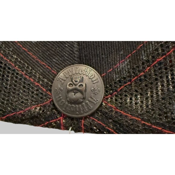 Affliction Black and Red Asian Viking Embroidered Trucker Cap Leather Brim NWT - Picture 3 of 9